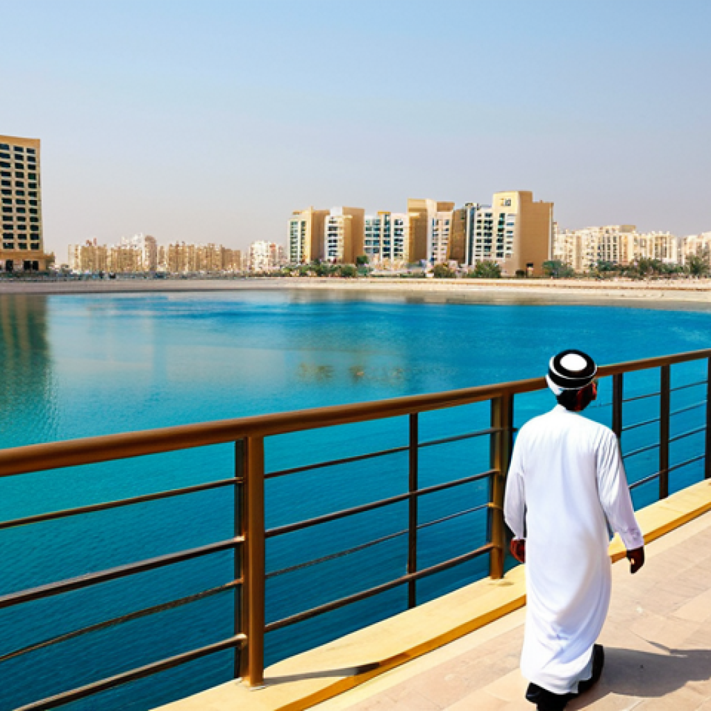 Modern Real Estate Development**
"A bustling scene of modern architecture and real estate development in Jeddah, Saudi Arabia. Focus on high-rise buildings with waterfront views, displaying elements of contemporary Arabian design. Include construction workers in appropriate attire and families strolling along the promenade. Safe for work, appropriate content, fully clothed, professional architecture photography, showcasing the vibrancy of the city, perfect anatomy, natural proportions, family-friendly."
**