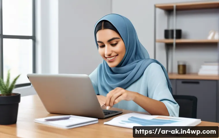 정기적인 재정 검토의 필요성 - **"The Clarity of Budgeting"**
A visually engaging and modern image depicting an Arab woman in h...